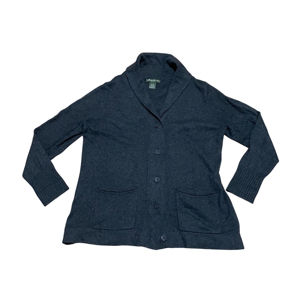Eddie Bauer Men's XXL Charcoal Gray Shawl Collar Button Front Cardigan Grandpa